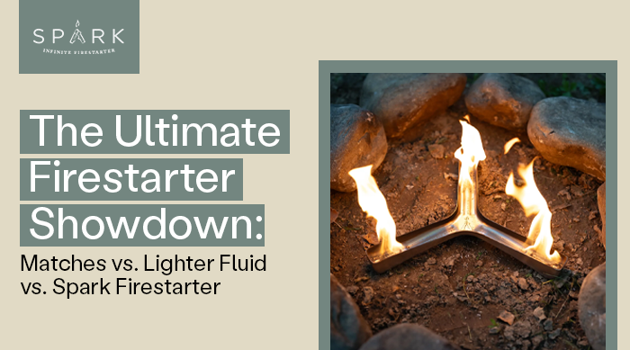 An image of the spark firstarter placed on the ground surrounded by the big rocks with the blog title that reads